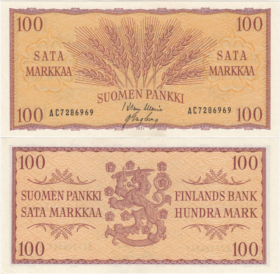 100 Markkaa 1957 AC7286969 kl.8-9